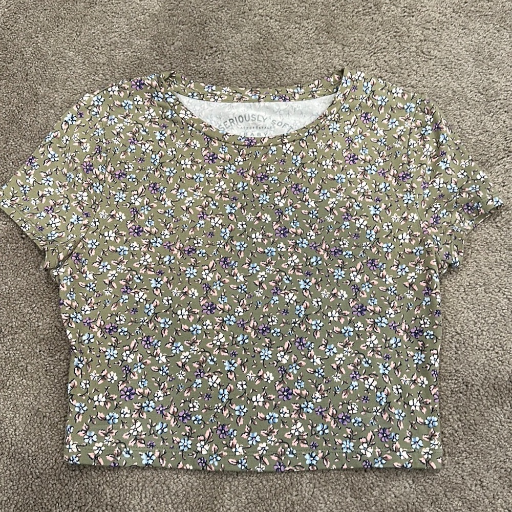 Green Floral Aeropostale Baby Tee